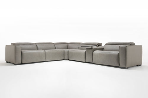 CAM000001:Cam 6 Piece 2 Power Theater Sectional 2 Power Armless Recliner in Ajax Smoke Leather