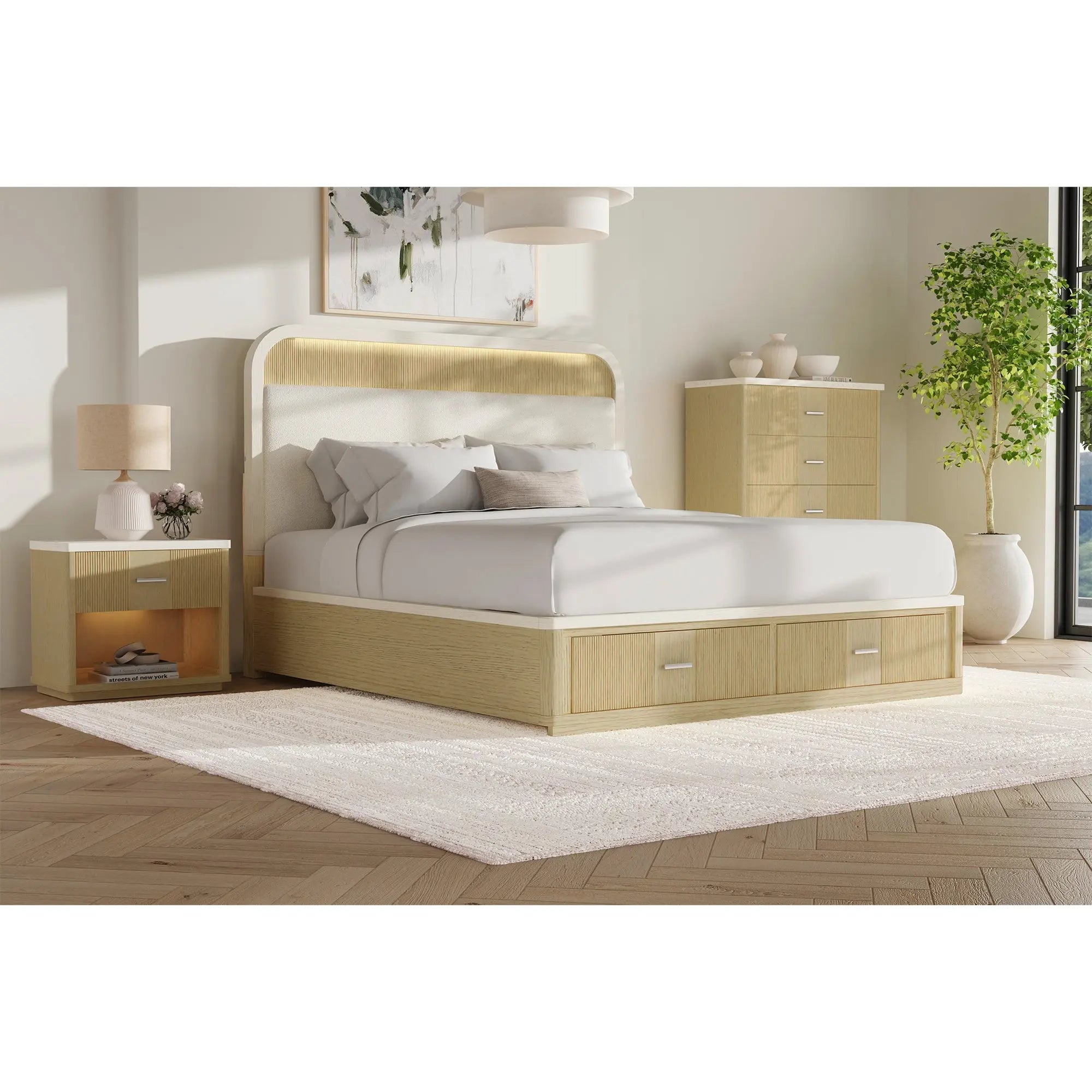CAMBRIE16:Cambrie Upholstered Panel Bed , 