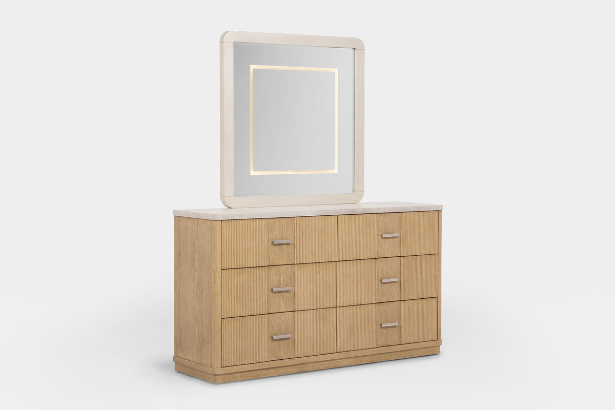 CAMBRIE24:Cambrie Upholstered Bed With Storage & Dresser & Mirror & Nightstand, Angled
