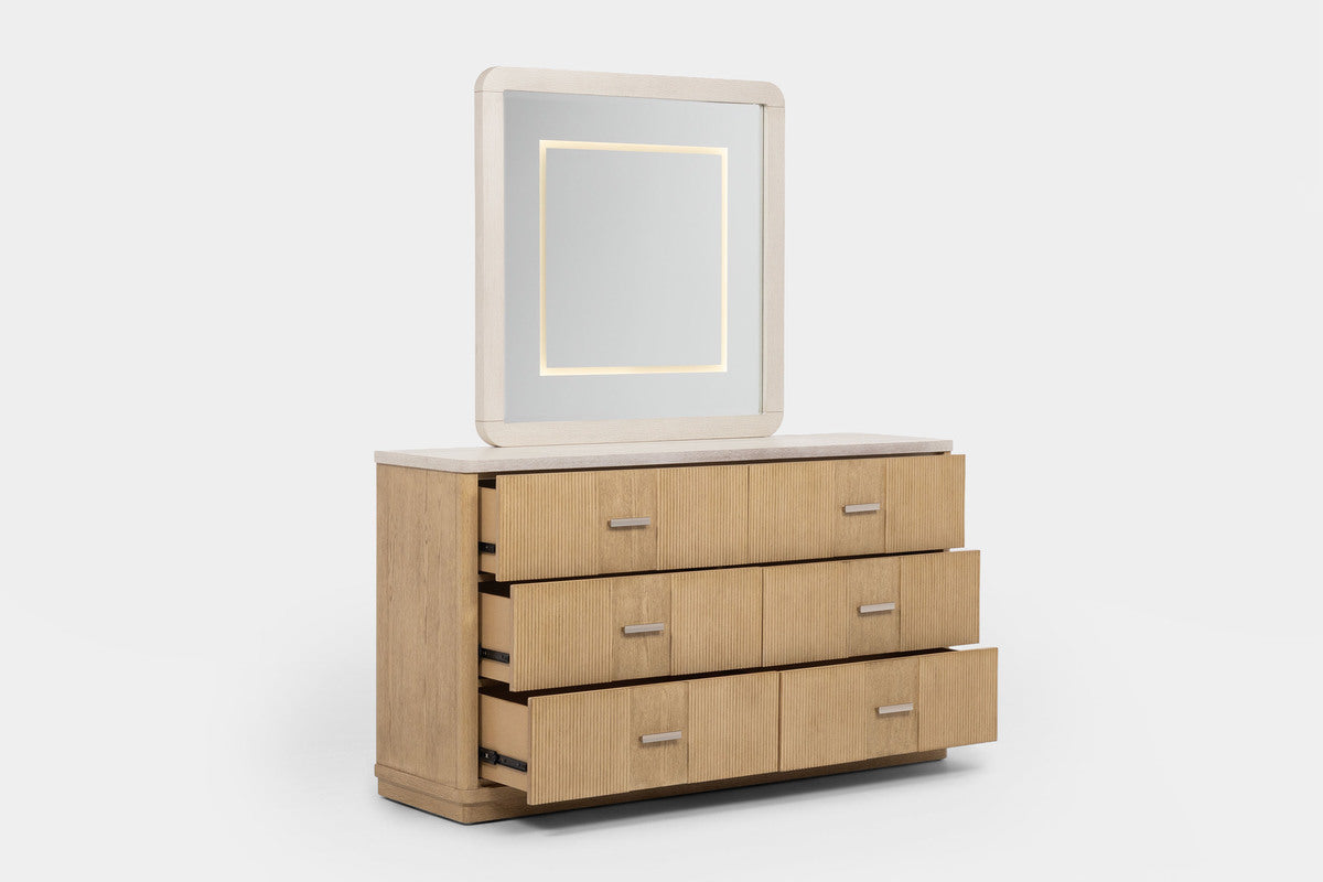 CAMBRIE18:Cambrie Upholstered Bed With Storage & Dresser & Mirror & Nightstand, Open