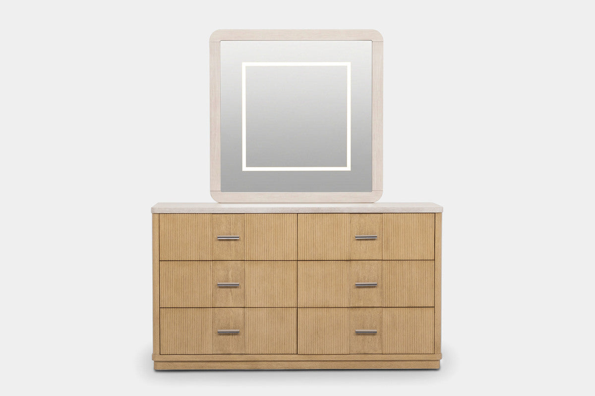CAMBRIE03:Cambrie Upholstered Panel Bed & Dresser & Mirror & Nightstand, Front