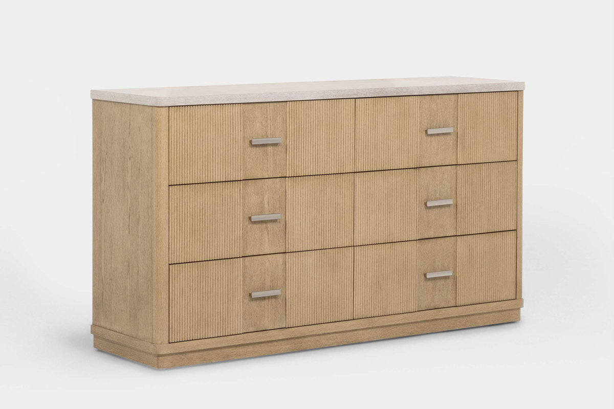 CAMBRIE18:Cambrie Upholstered Bed With Storage & Dresser & Mirror & Nightstand, Angled