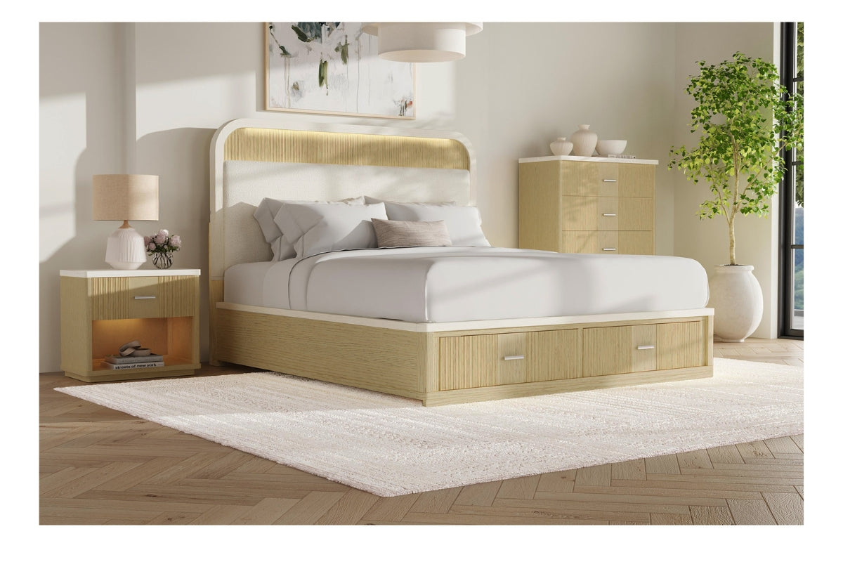 CAMBRIE01:Cambrie Upholstered Panel Bed, Styled
