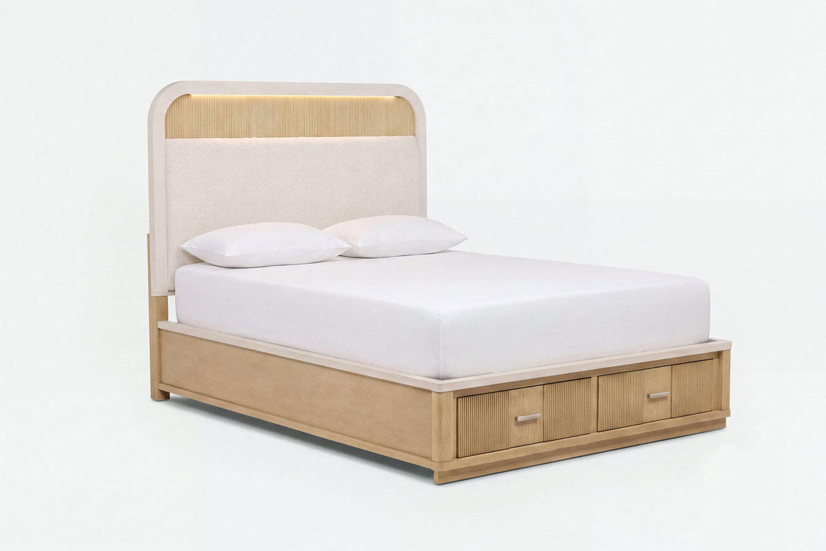 CAMBRIE16:Cambrie Upholstered Panel Bed With Storage, Angled
