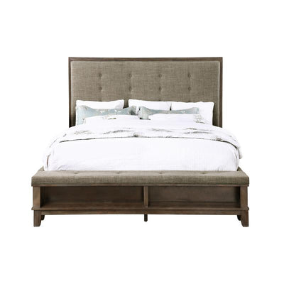 185830668:Cagney Upholstered Panel Bed w/ Storage in Gray, Queen, Image 4