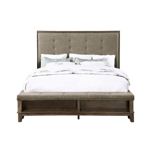 185830668:Cagney Upholstered Panel Bed w/ Storage in Gray, Queen, Image 4