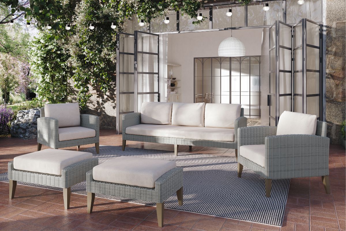 075592329:Carezza Patio Sofa & Chair Set, Styled