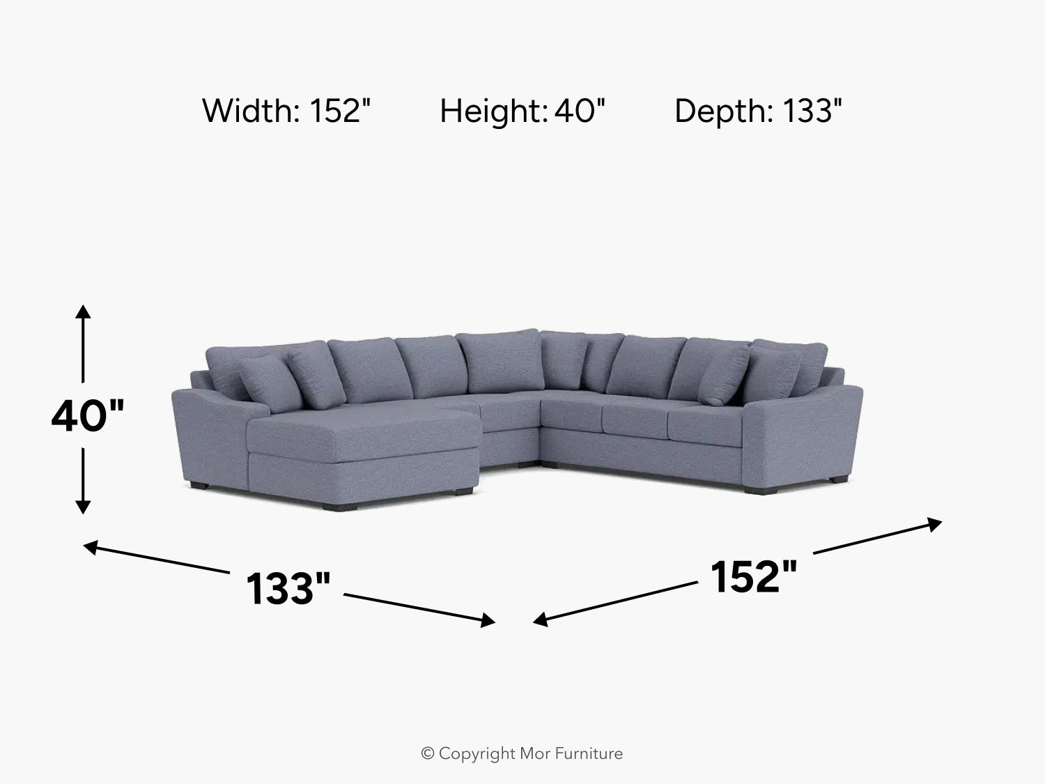 CASPER061:Casper Crypton Performance Extra Large Tux Loveseat Chaise Sectional, 