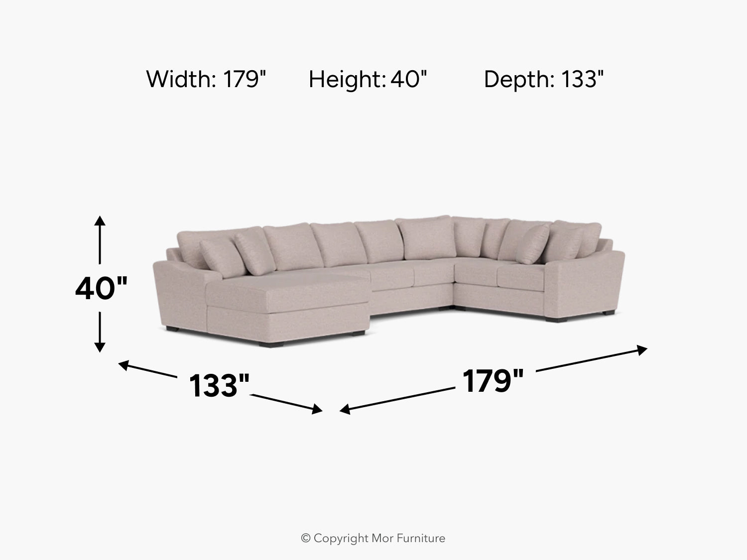 CASPER059:Casper Crypton Performance Tux Sofa Chaise Sectional, 
