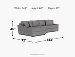 CASPER052:Casper Crypton Performance Sofa Chaise Sectional, 
