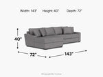 CASPER052:Casper Crypton Performance Sofa Chaise Sectional, 
