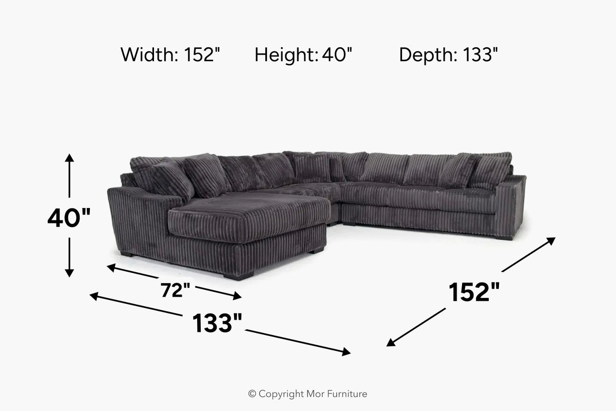 CASPER009:Casper Extra Large Tux Loveseat Chaise Sectional, 