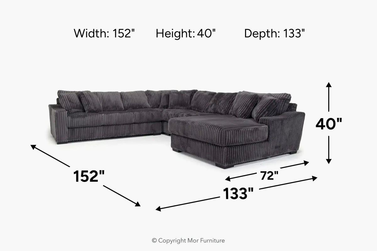 CASPER010:Casper Extra Large Tux Loveseat Chaise Sectional, 