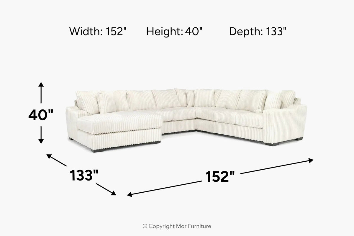 CASPER041:Casper Extra Large Tux Loveseat Chaise Sectional, 