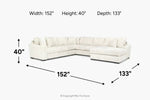 CASPER042:Casper Extra Large Tux Loveseat Chaise Sectional, 