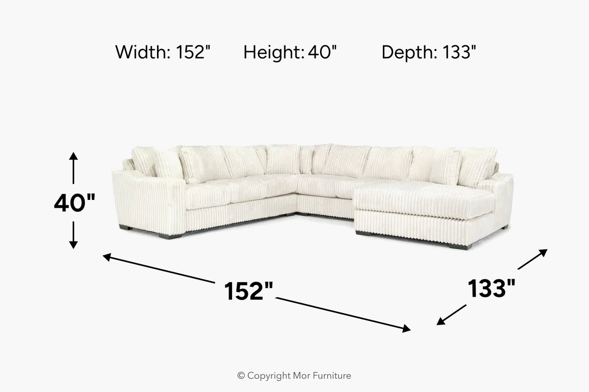 CASPER042:Casper Extra Large Tux Loveseat Chaise Sectional, 