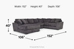 CASPER020:Casper Tux Loveseat Chaise Sectional, 