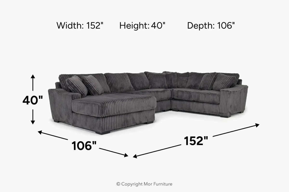 CASPER020:Casper Tux Loveseat Chaise Sectional, 