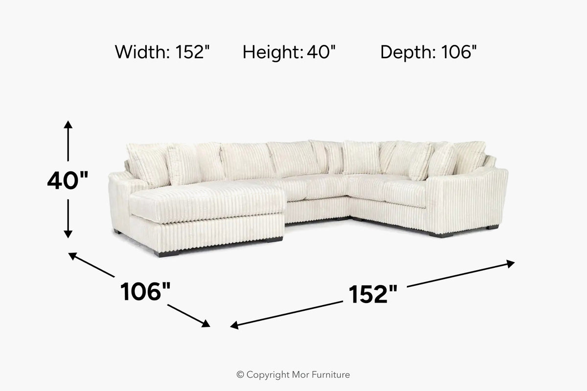 CASPER037:Casper Tux Loveseat Chaise Sectional, 
