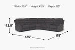 CHANEL002:Chanell 6 Piece 2 Power Sectional With 2 Power Armless Recliner, 
