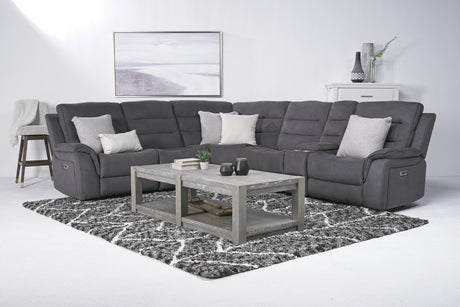 Chanell 6 Piece 2 Power Sectional With 2 Power Armless Recliner