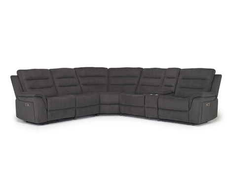Chanell 6 Piece 2 Power Sectional With 2 Power Armless Recliner
