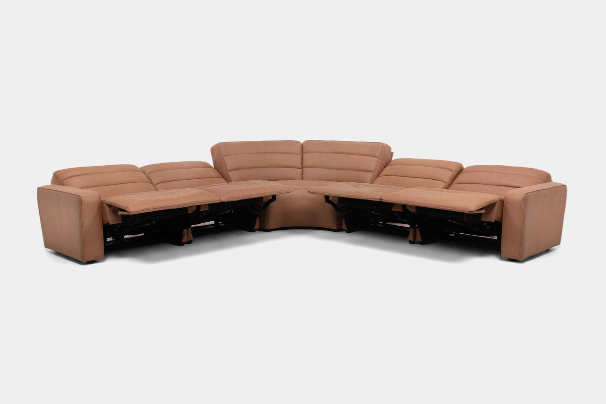 CHELSEY05:Chelsey 5 Piece Power Sectional With Power Armless Recliner,  ReclinedAngled
