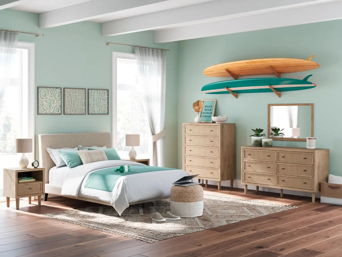 CIELDEN16:Cielden Upholstered Bed & Dres, Styled