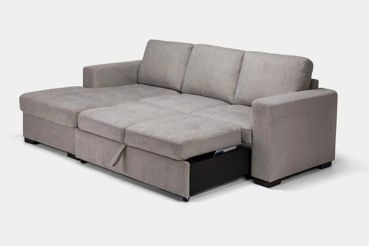 CLAIRE100:Claire Full Pullout Sofa Chais, Angled