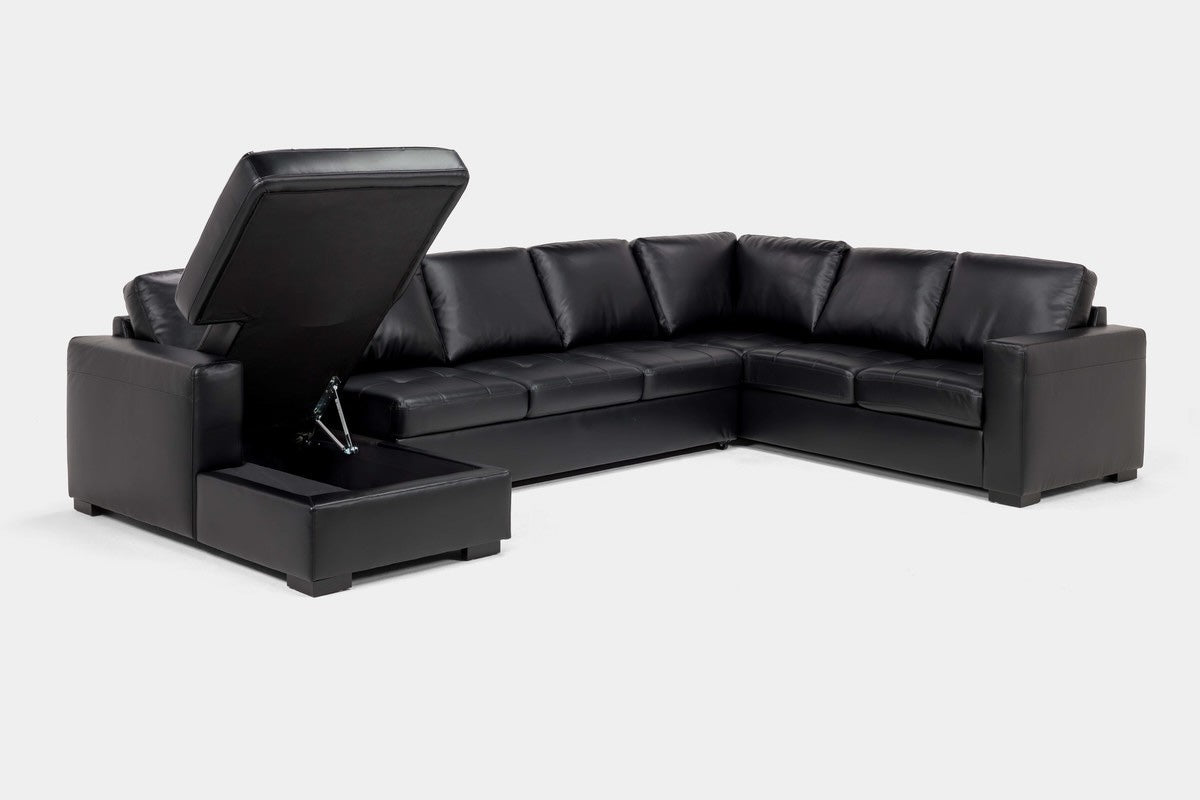 CLAIRE058:Claire Queen Pullout Tux Chaise Sectional, Open