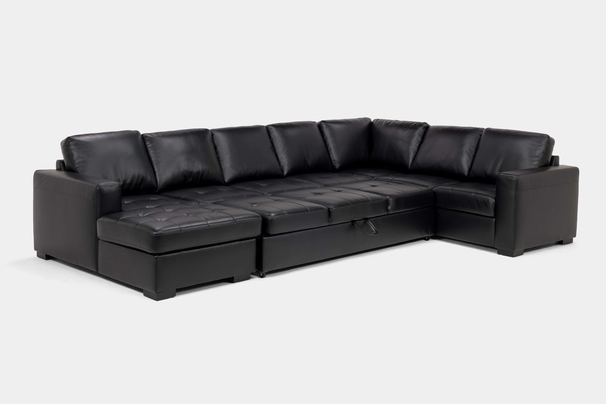 CLAIRE058:Claire Queen Pullout Tux Chaise Sectional, Angled