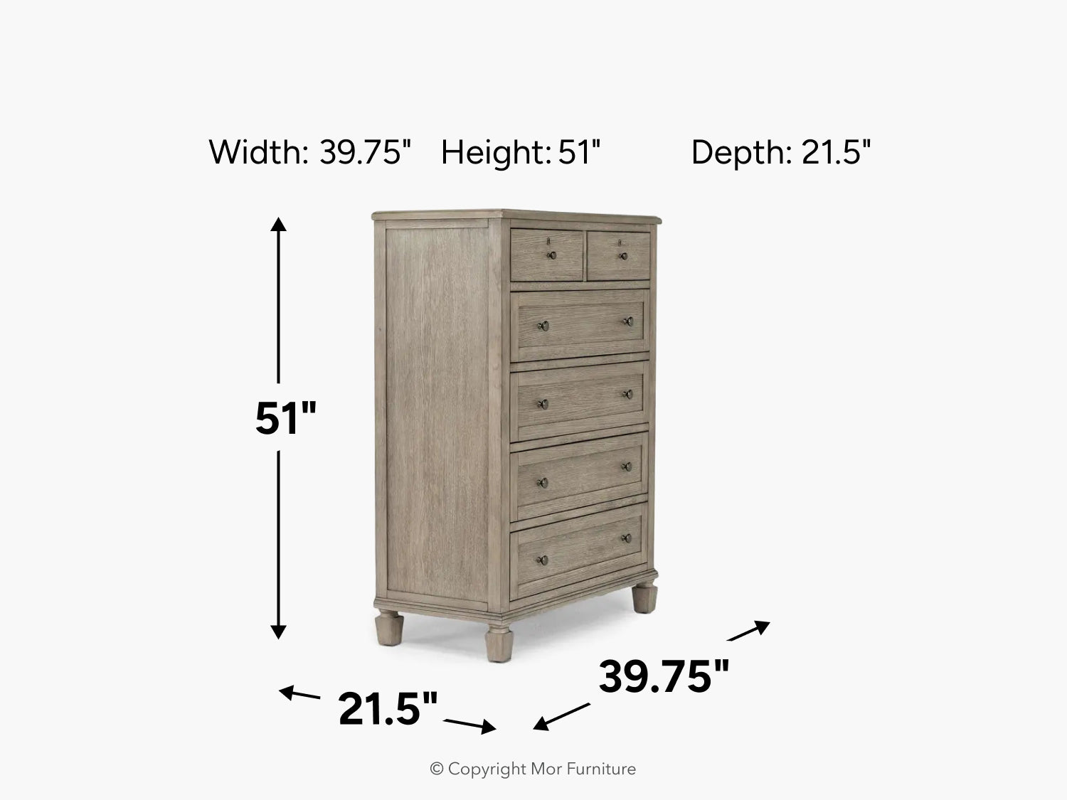 Country Side Brown 6 Drawer 39 Inch Chest Of Drawers | Mor Furniture