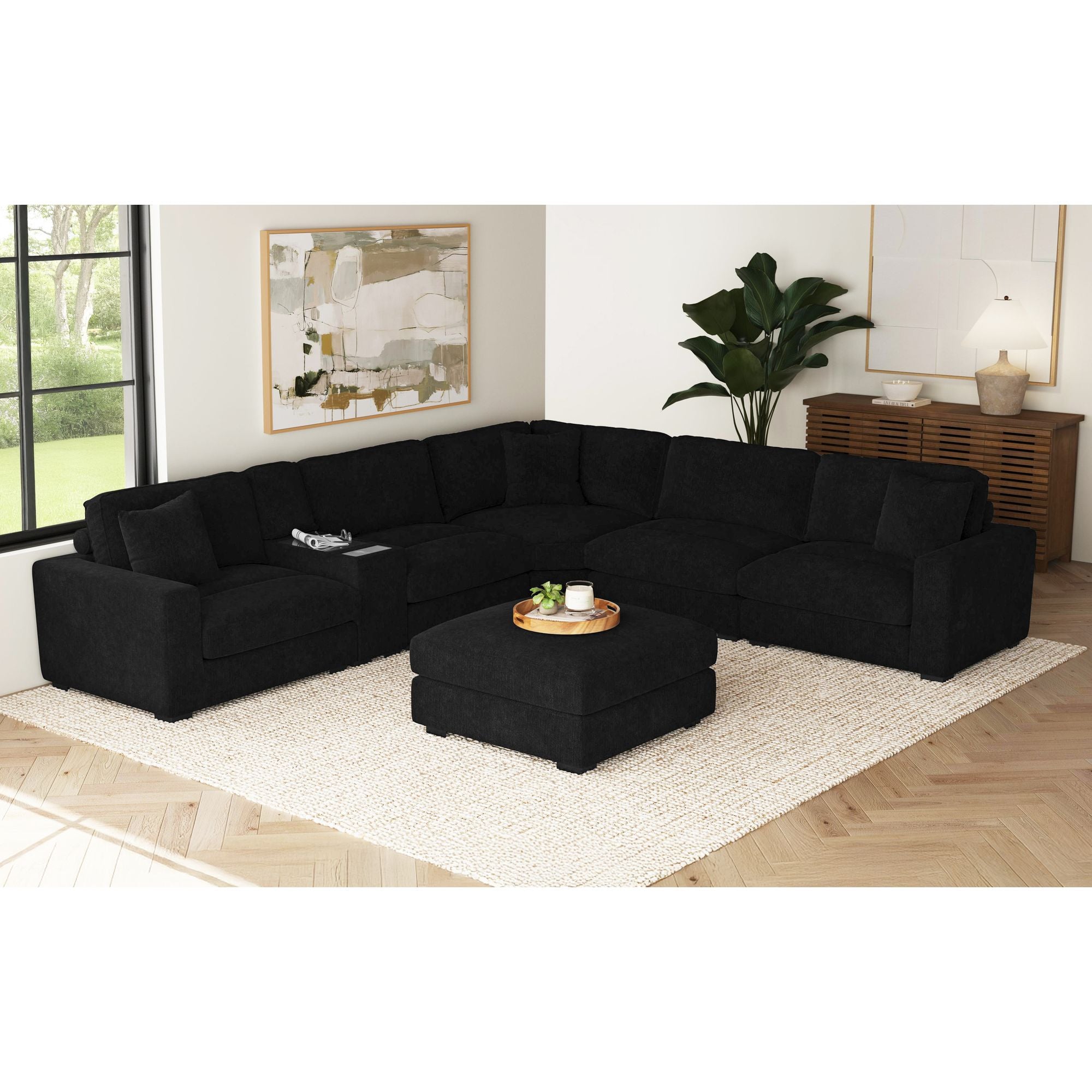 Cuddle Cloud Ottoman In Black | Ottomans | Living Room – Mor Furniture
