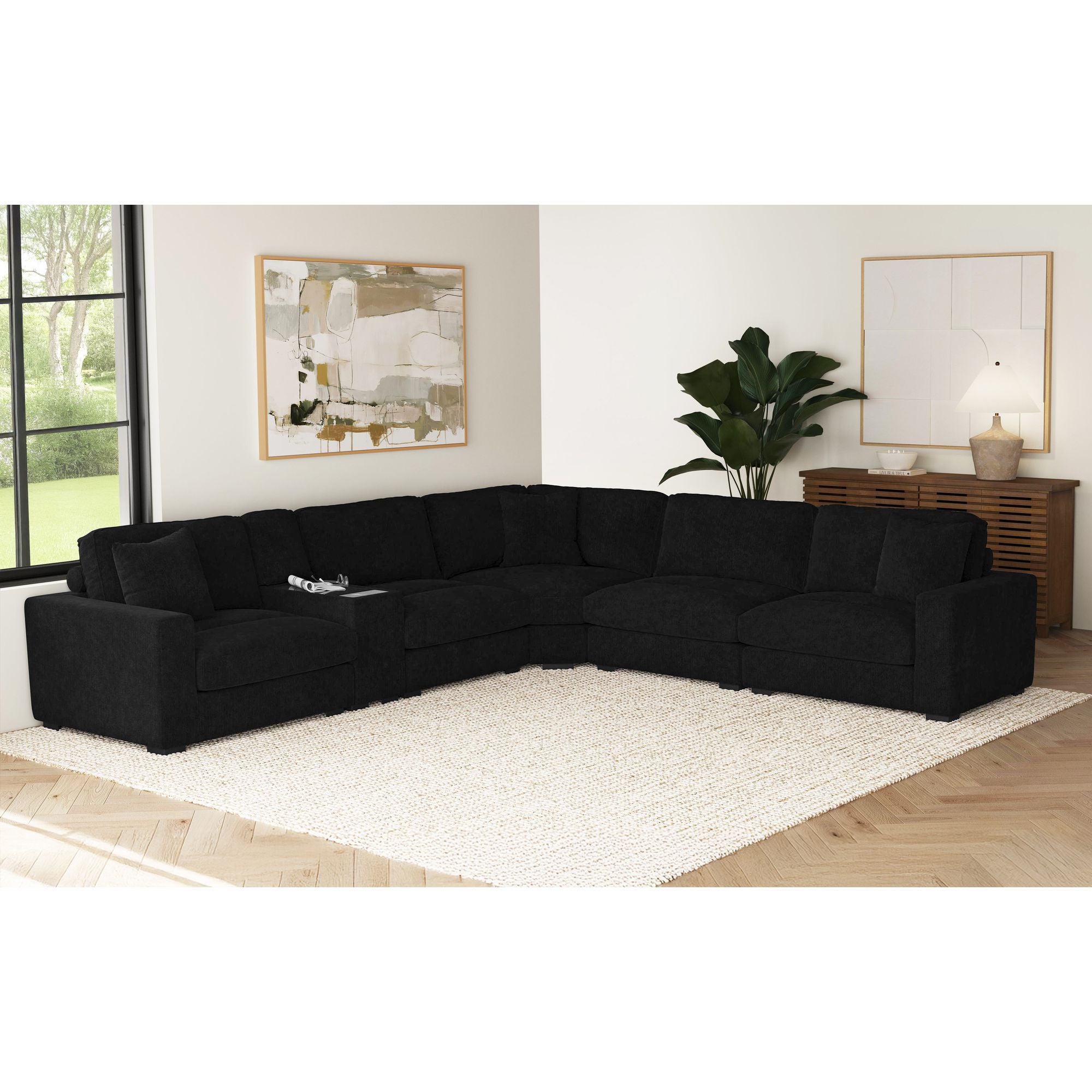 CUDDLE001:Cuddle Cloud 6 Piece Sectional, Styled