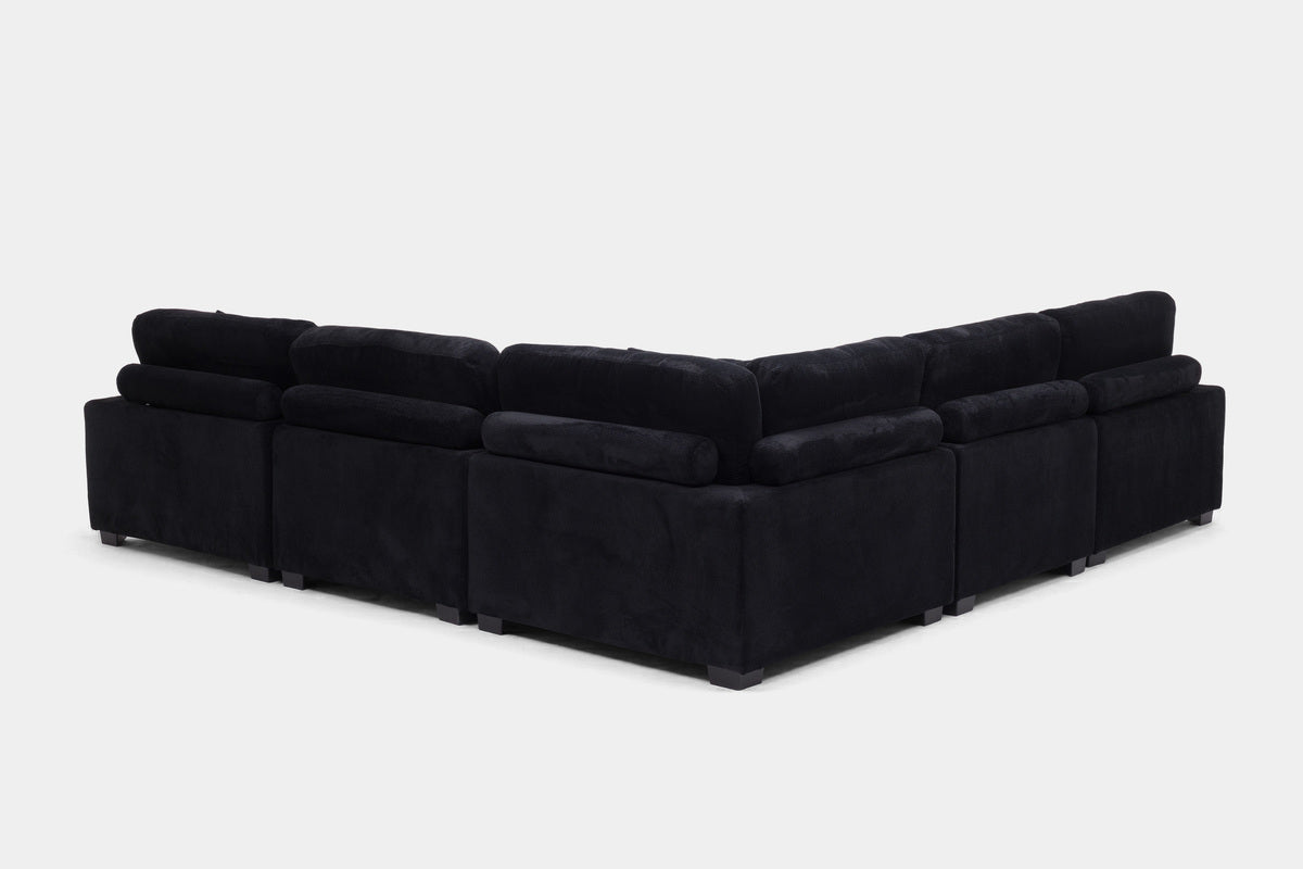 CUDDLE000:Cuddle Cloud 5 Piece Sectional in Black Angle Back