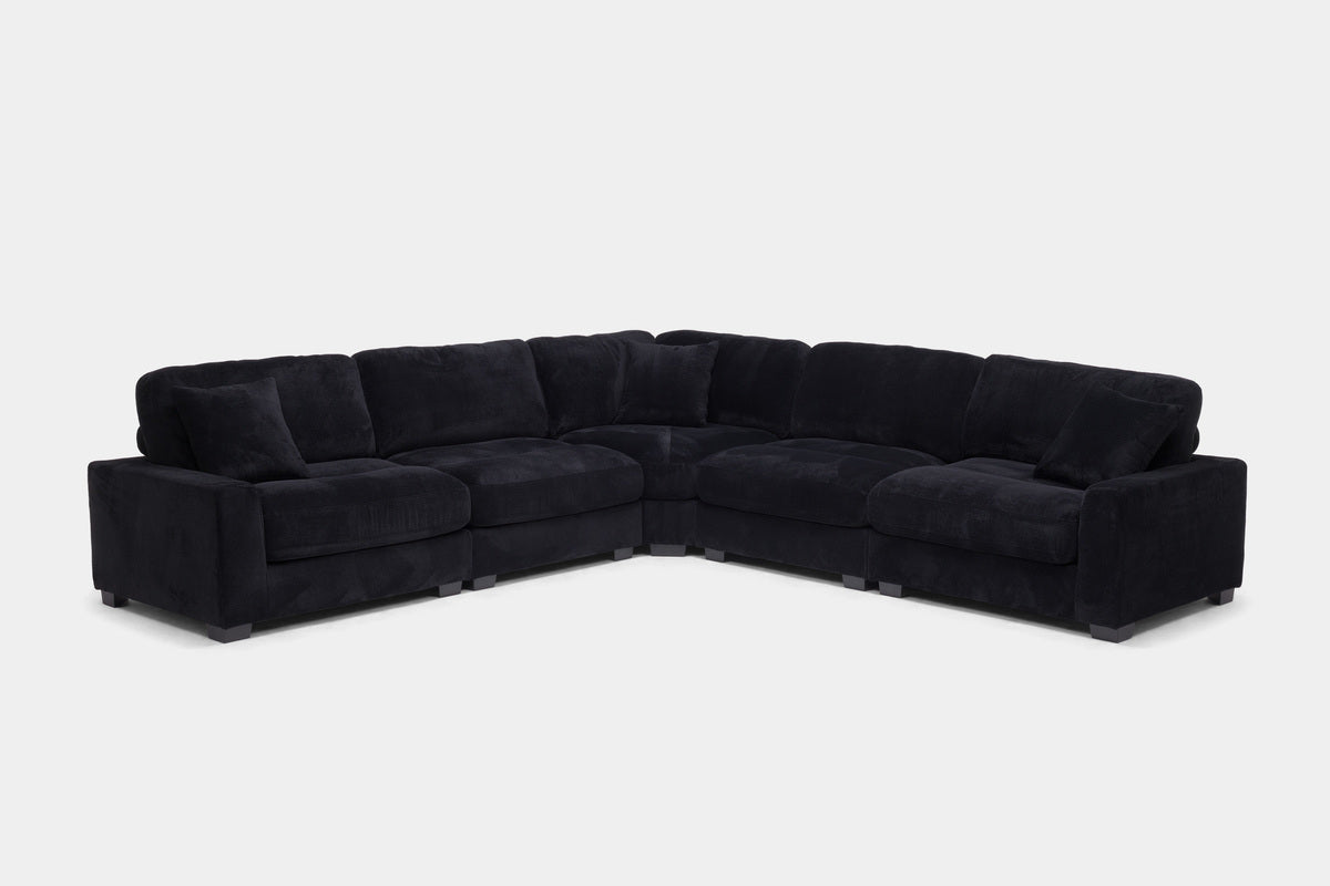 CUDDLE000:Cuddle Cloud 5 Piece Sectional in Black Angled