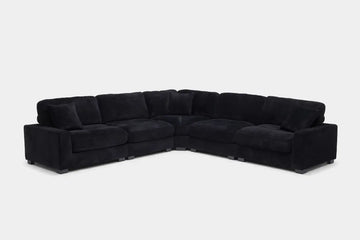 CUDDLE000:Cuddle Cloud 5 Piece Sectional in Black Angled