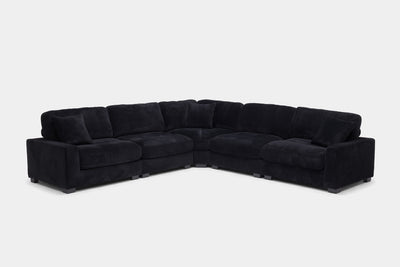 CUDDLE000:Cuddle Cloud 5 Piece Sectional in Black Angled