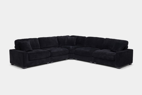 CUDDLE000:Cuddle Cloud 5 Piece Sectional in Black Angled