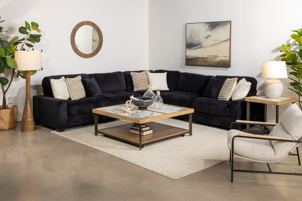 CUDDLE000:Cuddle Cloud 5 Piece Sectional in Black Styled
