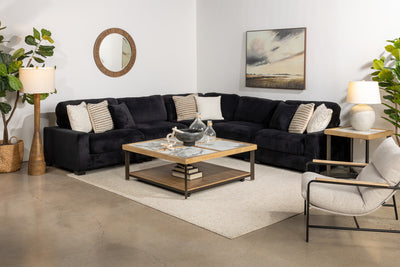CUDDLE000:Cuddle Cloud 5 Piece Sectional in Black Styled