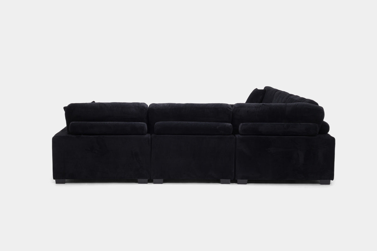 CUDDLE000:Cuddle Cloud 5 Piece Sectional in Black Right Side Back