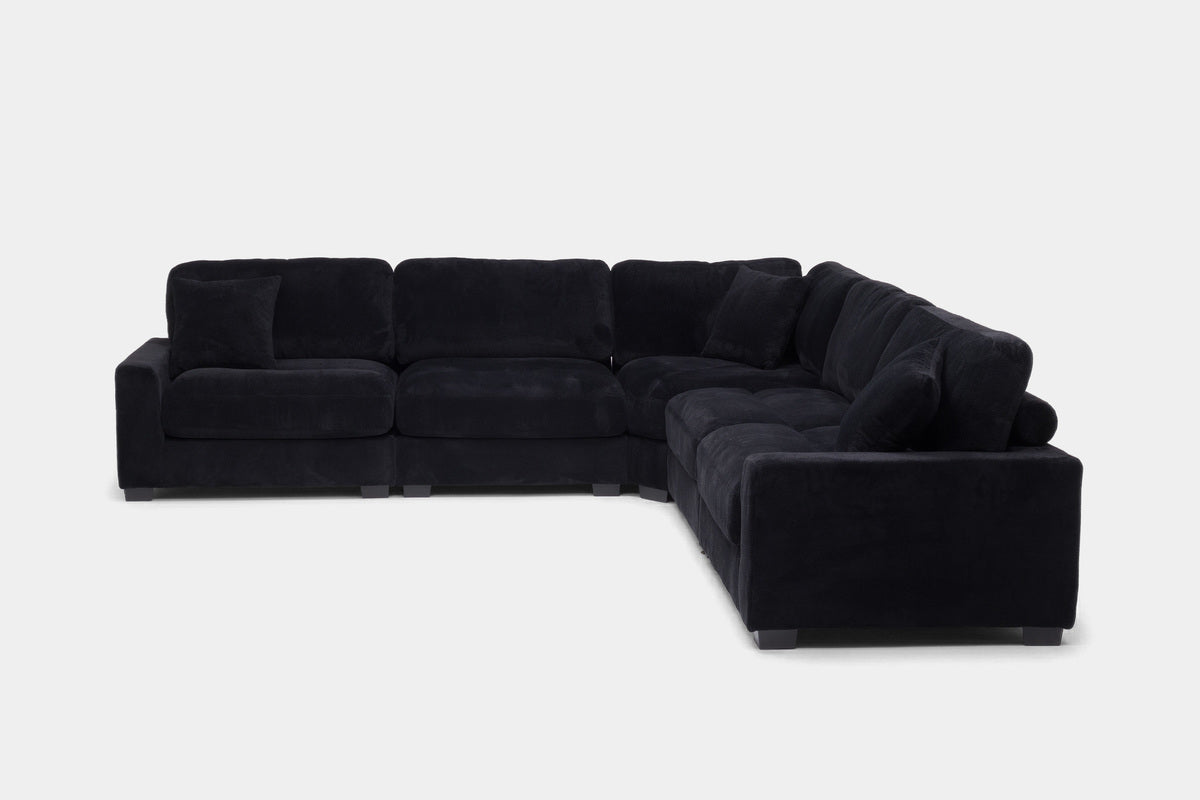 CUDDLE000:Cuddle Cloud 5 Piece Sectional in Black Front
