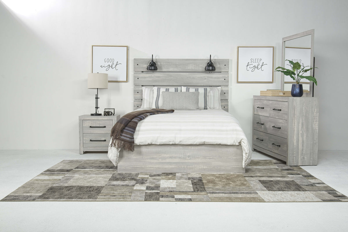 LATHAM001:Dallas Panel Bed With Lights &, Styled