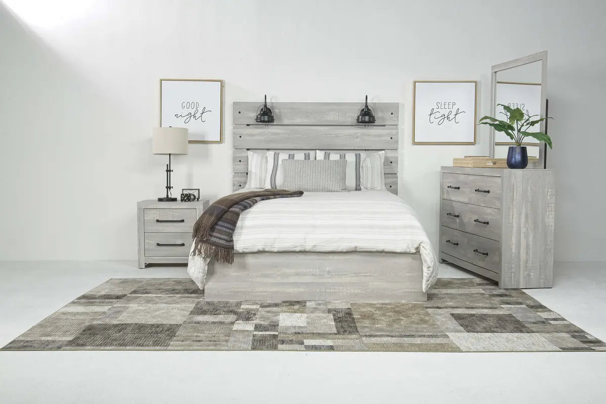 LATHAM005:Dallas Panel Bed With Lights &, Styled