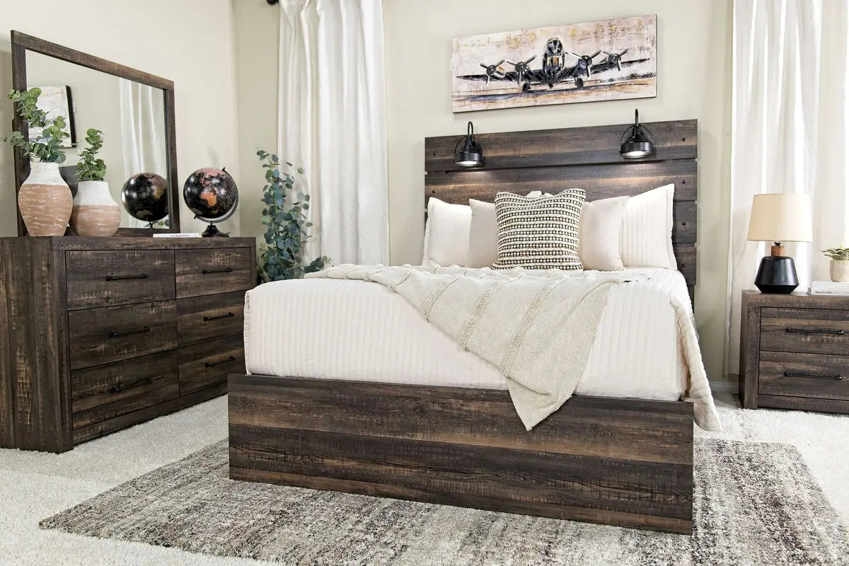 DALLAS001:Dallas Panel Bed & Dresser & M, 