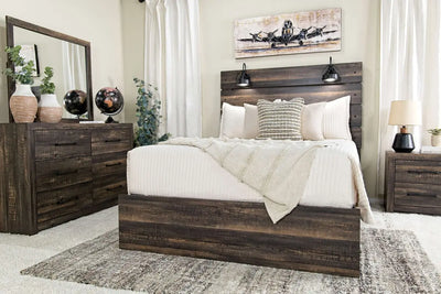 DALLAS005:Dallas Panel Bed & Dresser & M, 