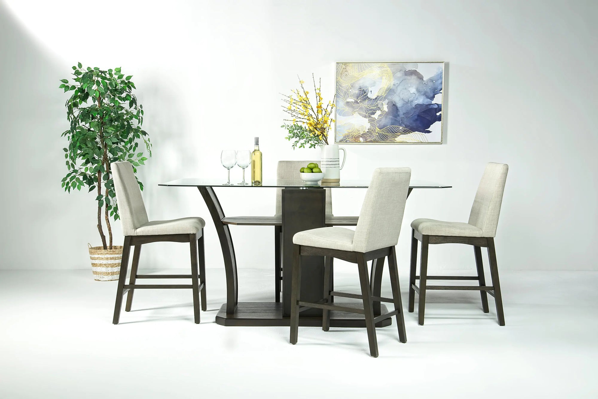 540433513:Dapper Counter Height Dining Table & 4 Stools in Brown, Image 1