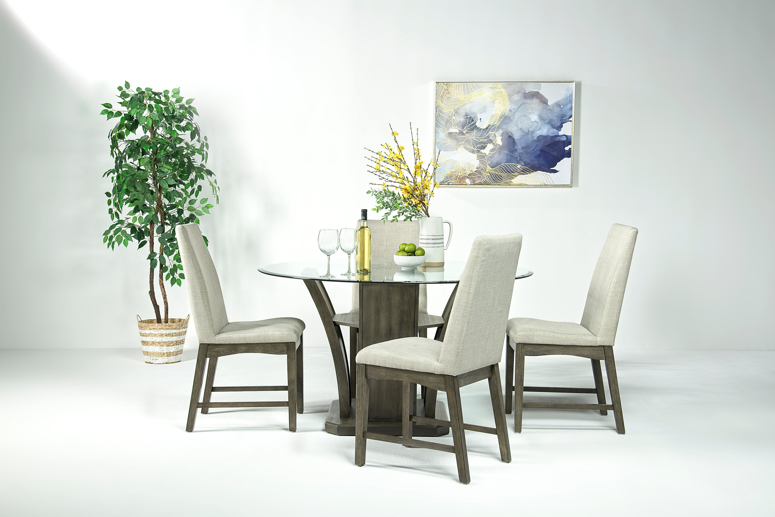 183065313:Dapper Round Dining Table & 4 Chairs in Gray, Image 1