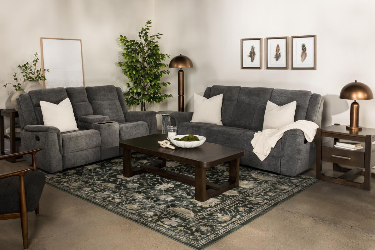 DERBY0000:Derby Reclining Sofa and Console Loveseat in Gray